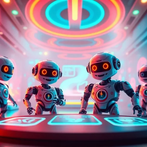 Engaging scene of spicy ai chatbot interactions with colorful characters and modern digital elements.