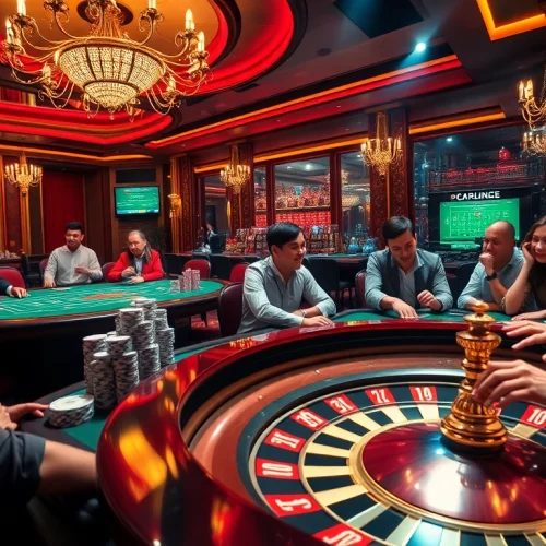 Experience the thrill of winning at win55vn biz with vibrant casino games and players enjoying the action.