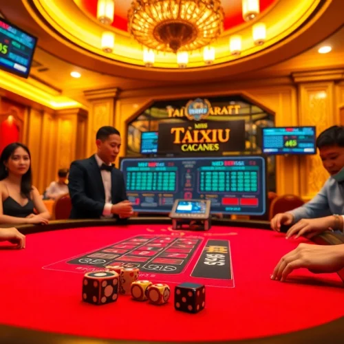 Tài Xỉu MD5 players engaging in a thrilling game at a luxurious casino table.