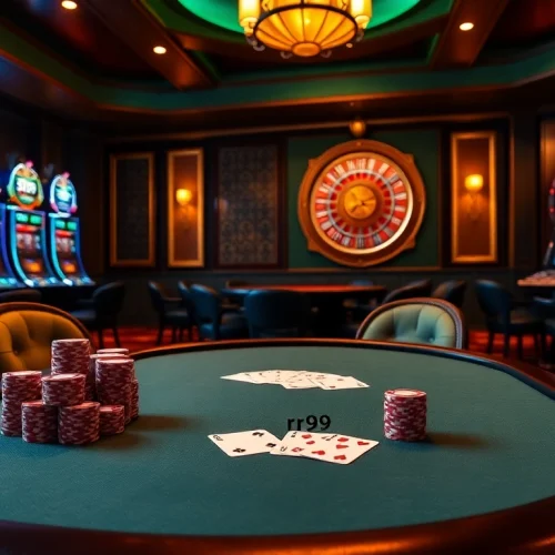 Experience thrilling gameplay with rr99 betting slips on a luxurious casino poker table.