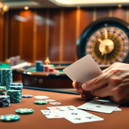 Experience the thrill of PS99 betting at a luxurious casino with vibrant poker and roulette tables.