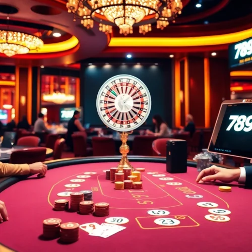 Experience thrilling gameplay at 789bet with vibrant casino scenes, poker, and roulette.