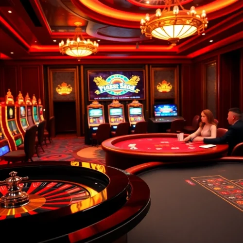 Casino gaming scene featuring dynamic gameplay at https://fc88.de.com/ with active roulette and poker elements.