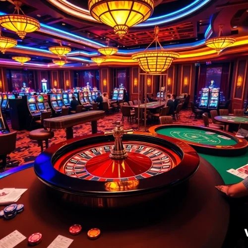 Experience the thrill of vvjl6 com in a vibrant casino setting with players and gaming action.