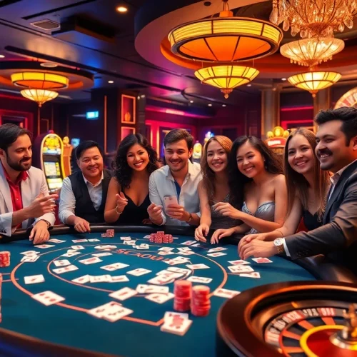 Players enjoying an exciting game at 88vv casino, showcasing vibrant poker chips and thrilling atmosphere