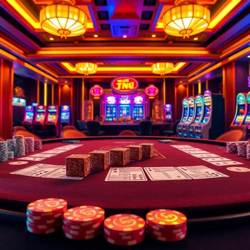 Go88 tài xỉu game setup with luxurious gaming table and colorful chips.