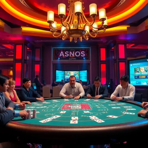 An engaging scene featuring players at a professional poker table in a luxury casino, embodying the thrill of nhà cái rikvip gaming.