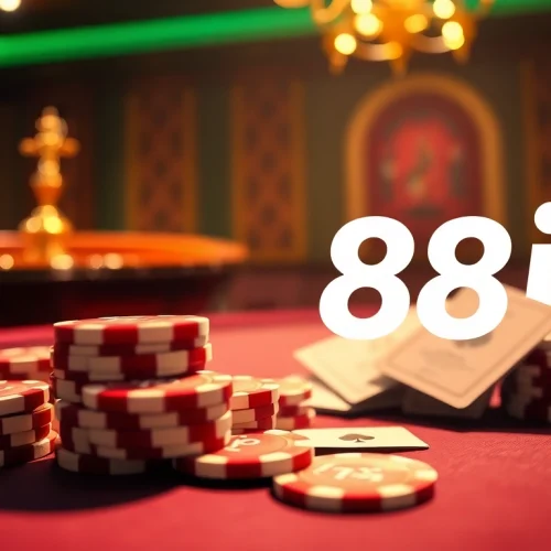 Experience an exciting casino atmosphere with 88i poker chips and roulette wheel.