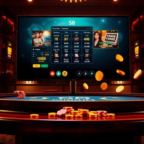 Engaging gamblers with S8 online gaming thrill at a vibrant casino table.