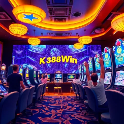 K88Win platform showcasing dynamic online gaming with players celebrating victories.