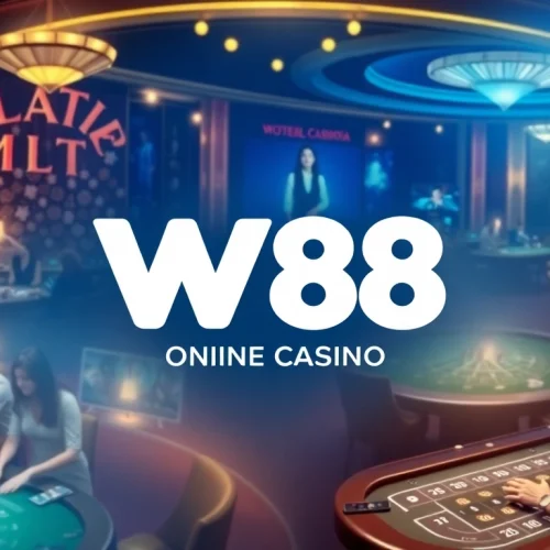 Engaging scene of players enjoying winning moments at W88 casino, showcasing Baccarat and Blackjack games for w88.nyc.