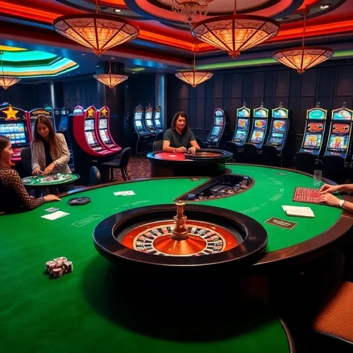 Kuwin brand poker game in a luxurious casino setting with players engaged in intense gameplay.