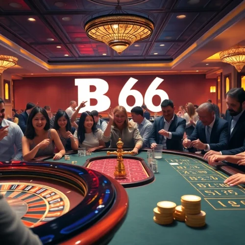 Experience the excitement of Game B66 through engaging online casino gameplay with poker chips and tables.