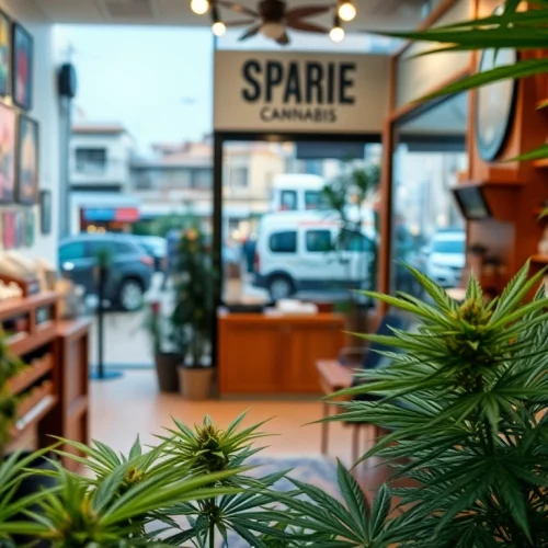 Showcasing the Cannabis shop association Lloret de Mar, a welcoming storefront inviting customers.