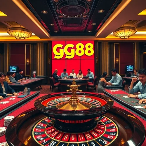 Experience thrilling gameplay at gg88, featuring vibrant casino tables and excited players.