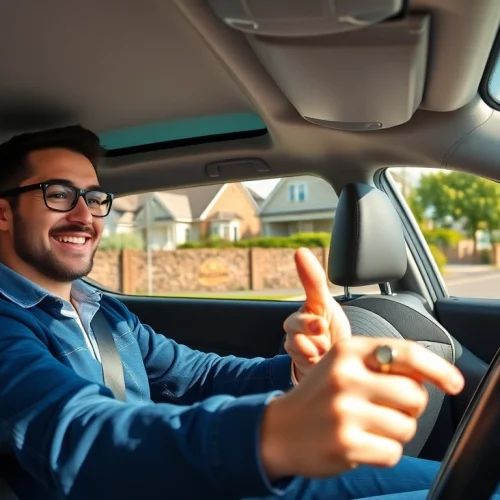 Engaging lesson in an intensive driving course Guildford with instructor and student focused on learning.