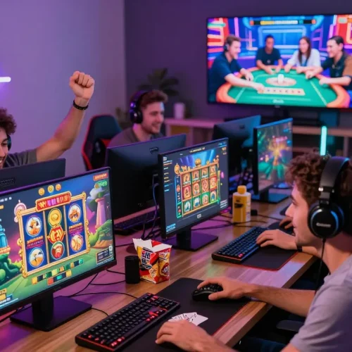 Players enjoying various games on https://99wina.org/ with vibrant interactive displays and enthusiastic atmosphere.