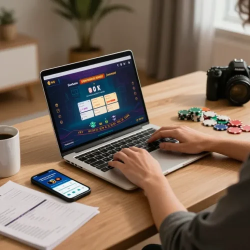 Experience nhà cái mm88 at home with live blackjack, showcasing an engaging online gaming setup.