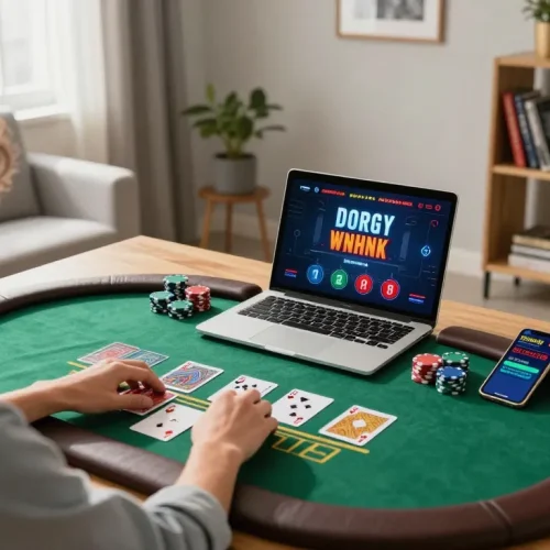 cloud-africa player engaging in blackjack strategy at home using laptop and smartphone
