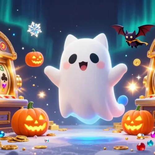 Experience thrilling wins at naga508 with a playful ghost cat in a casino filled with treasures.