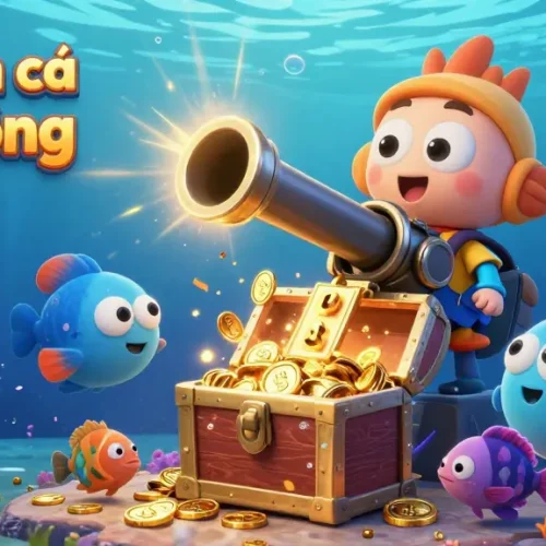 Experience the thrill of chơi bắn cá đổi thưởng with an underwater world full of vibrant sea creatures and treasure.