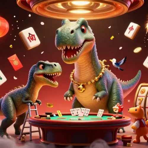 Experience the thrill of gaming at Trang chủ F168 with vibrant casino characters and floating game elements.