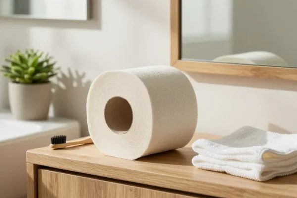 Bamboo Loo Roll showcased in a sustainable bathroom setting with green plants and eco-friendly accessories.